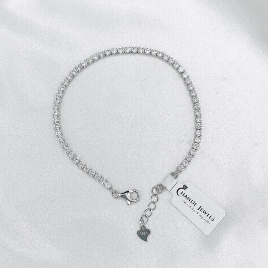 WBT13 Women Tennis Bracelet With Small Moissanites In 925 Sterling Silver