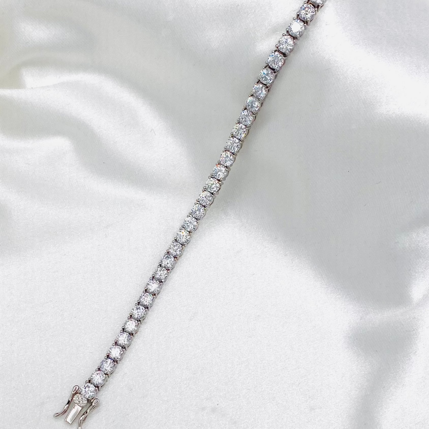 WBT15 Women Tennis Bracelet With Large Moissanites In 925 Sterling Silver