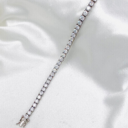 WBT15 Women Tennis Bracelet With Large Moissanites In 925 Sterling Silver