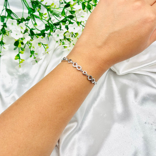Women Infinity Italian Sterling Silver 925 Bracelet with Moissanites WBI30