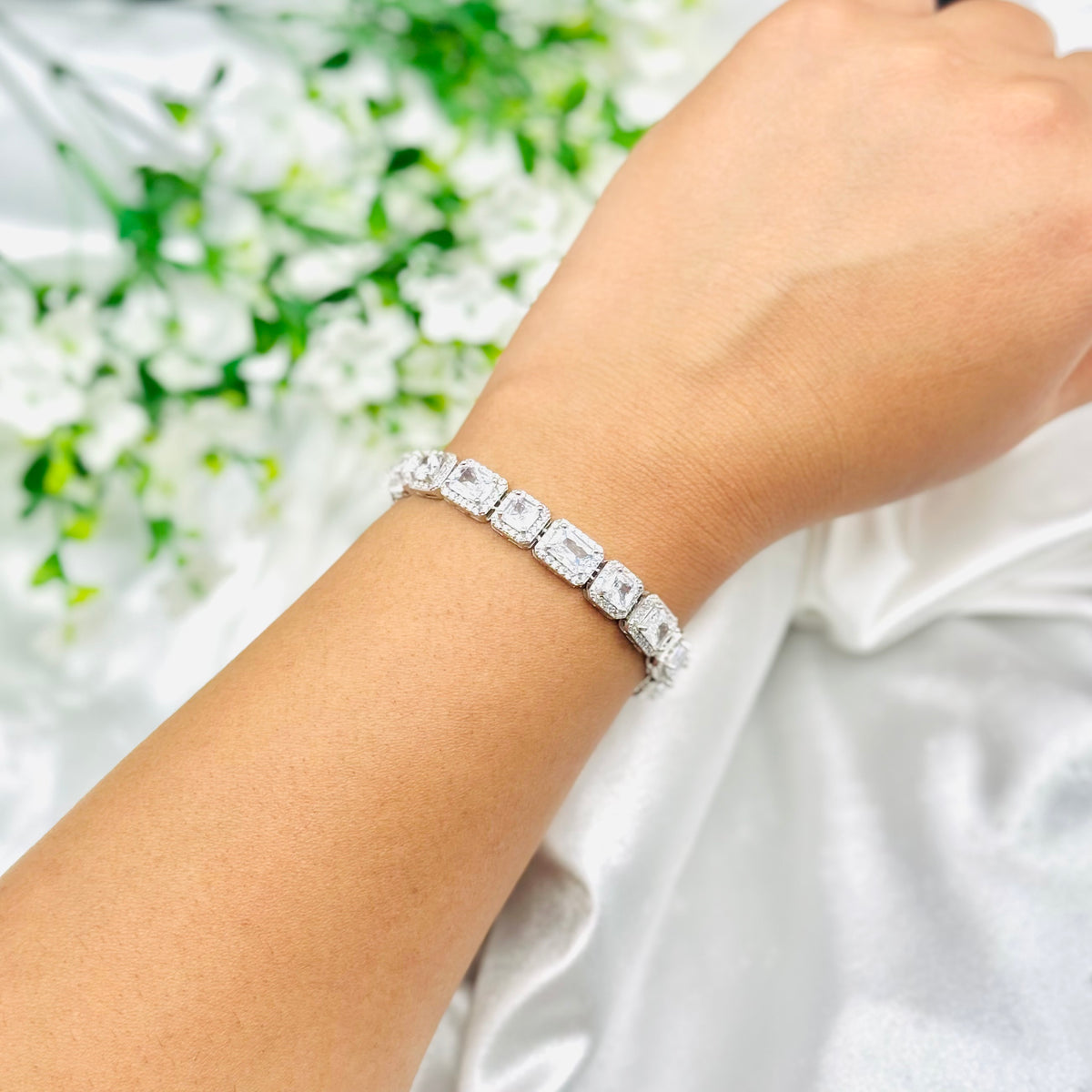 Rundes Tennisarmband mit Moissaniten in 925er Sterlingsilber WBT30