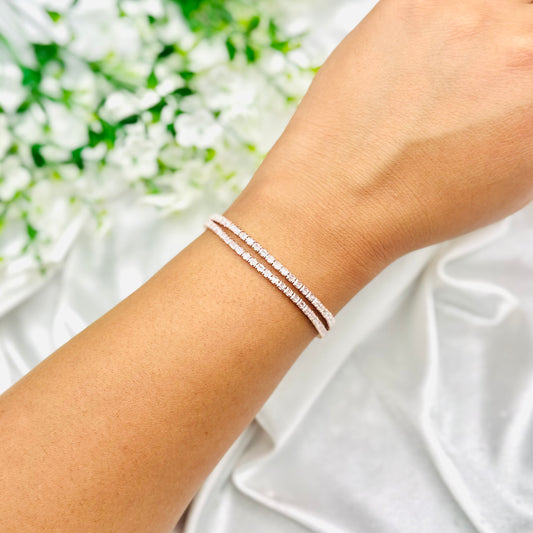 Women Double Layer Rosegold Tennis Bracelet In 925 Silver WBT51