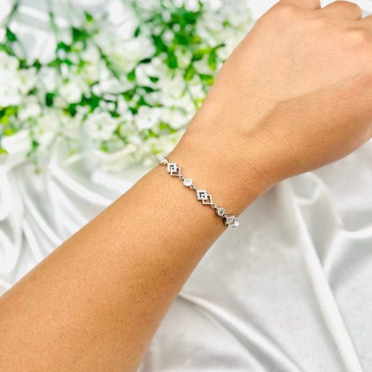 WBI07 Italienisches verstellbares Armband mit American Diamonds in 925er Silber für Damen