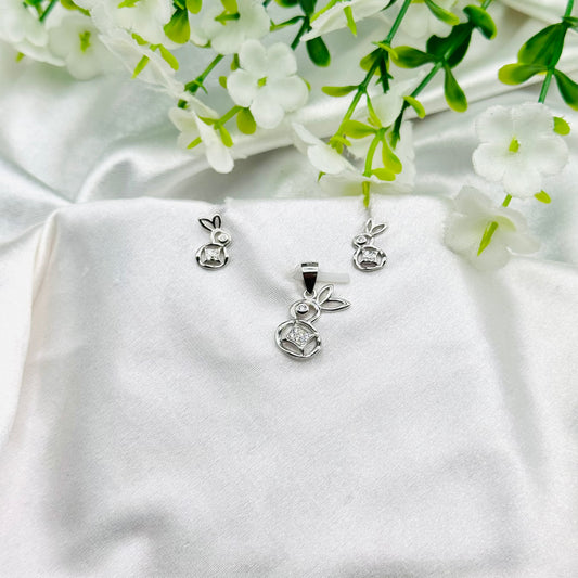 Women's Bunny 925 Silver Pendent with Earring set SPI16