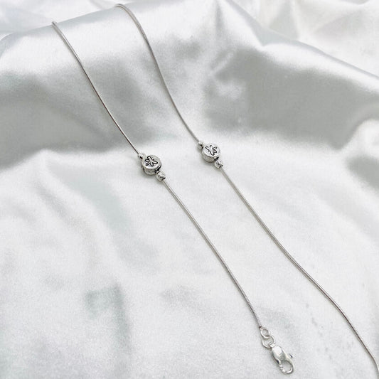 Women Butterfly Circle Oxidized 925 Silver Anklet WAO04