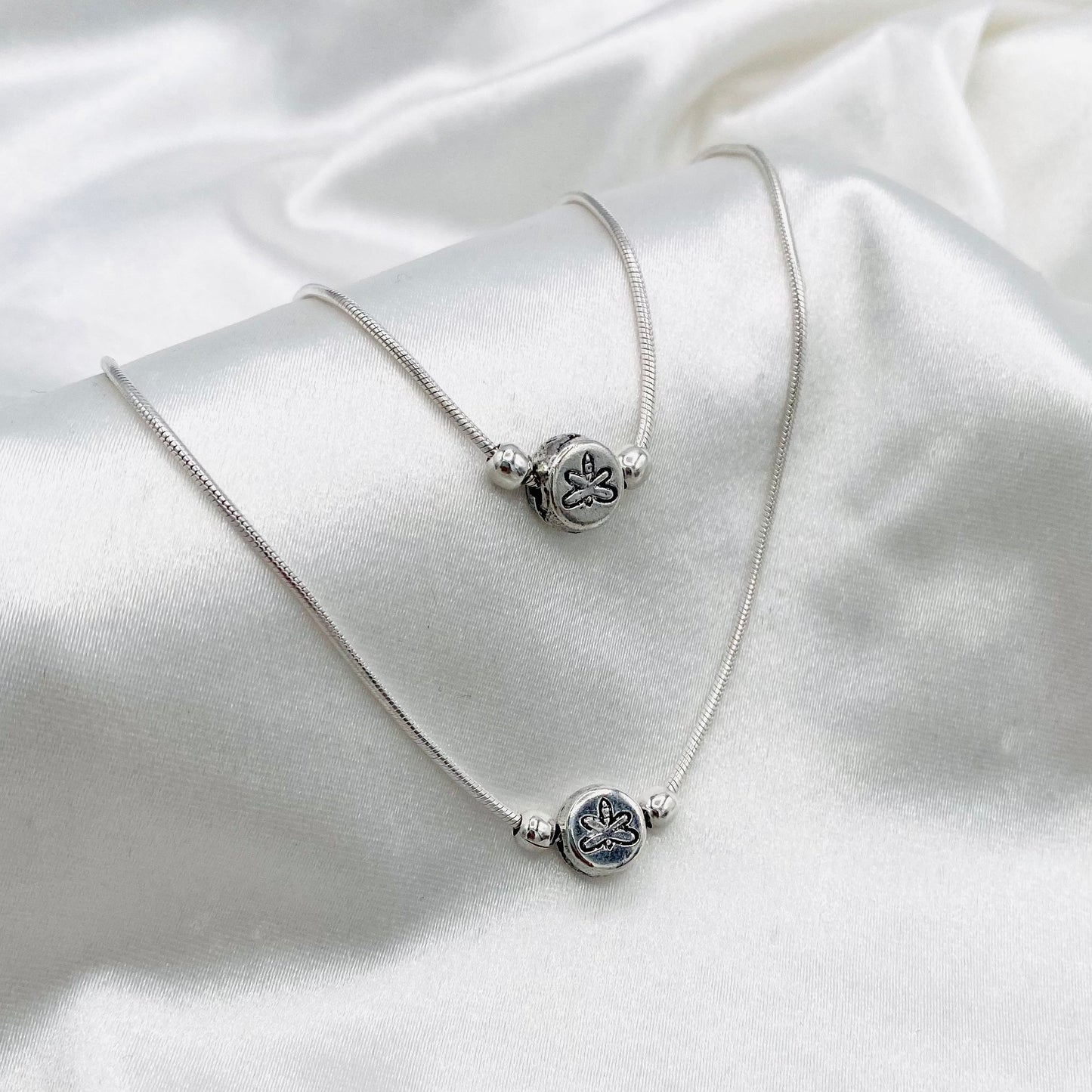 Women Butterfly Circle Oxidized 925 Silver Anklet WAO04