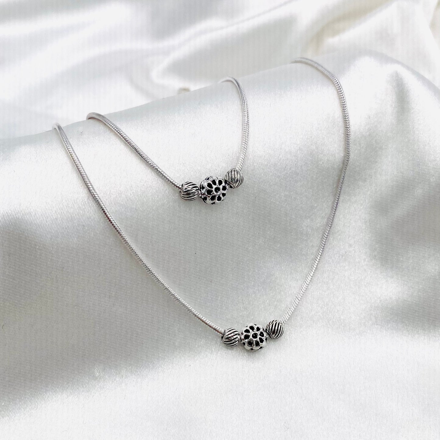 Women Tribal Beads Oxidized 925 Silver Anklet WAO05