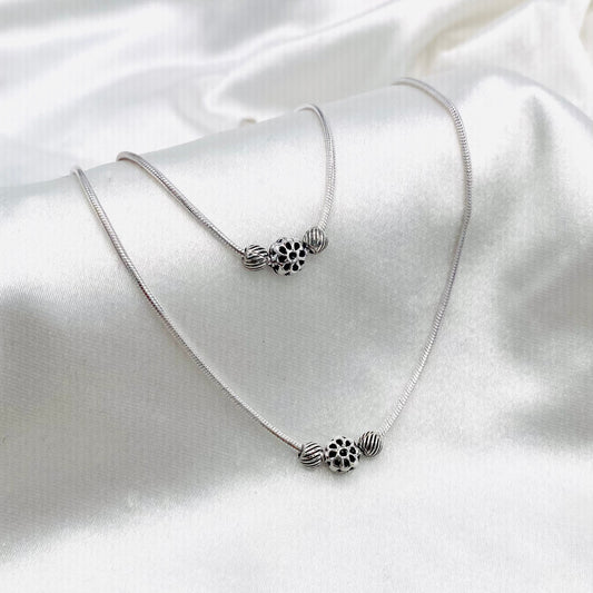 Women Tribal Beads Oxidized 925 Silver Anklet WAO05