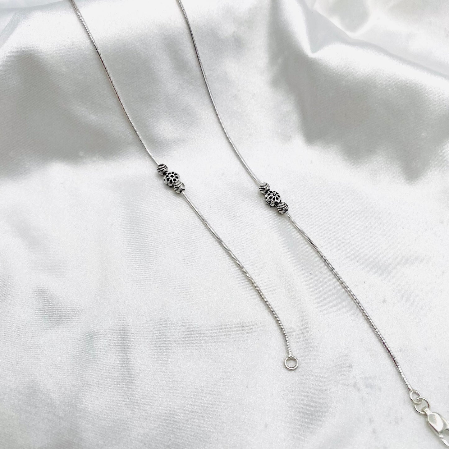 Women Tribal Beads Oxidized 925 Silver Anklet WAO05