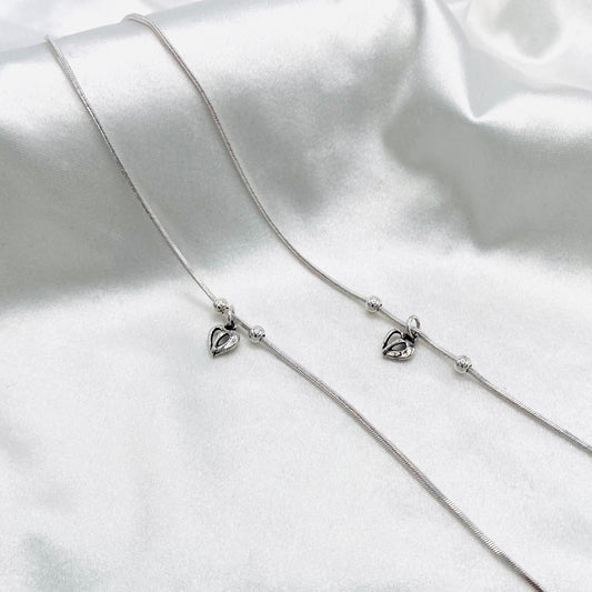 Women Heart Beads Oxidized 925 Silver Anklet WAO07