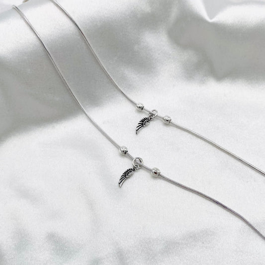 Women Tribal Wing Oxidized 925 Silver Anklet WAO08