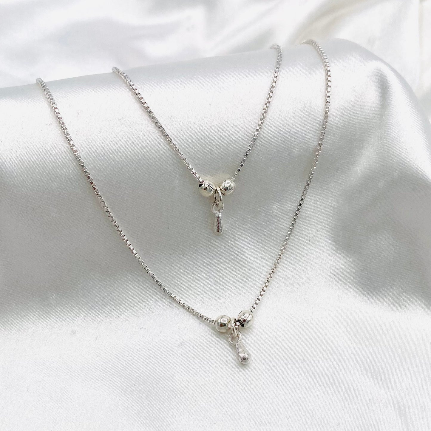 Women Tear-drop Charm Oxidized 925 Silver Anklet WAO10