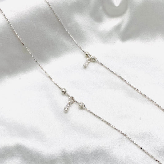 Women Tear-drop Charm Oxidized 925 Silver Anklet WAO10