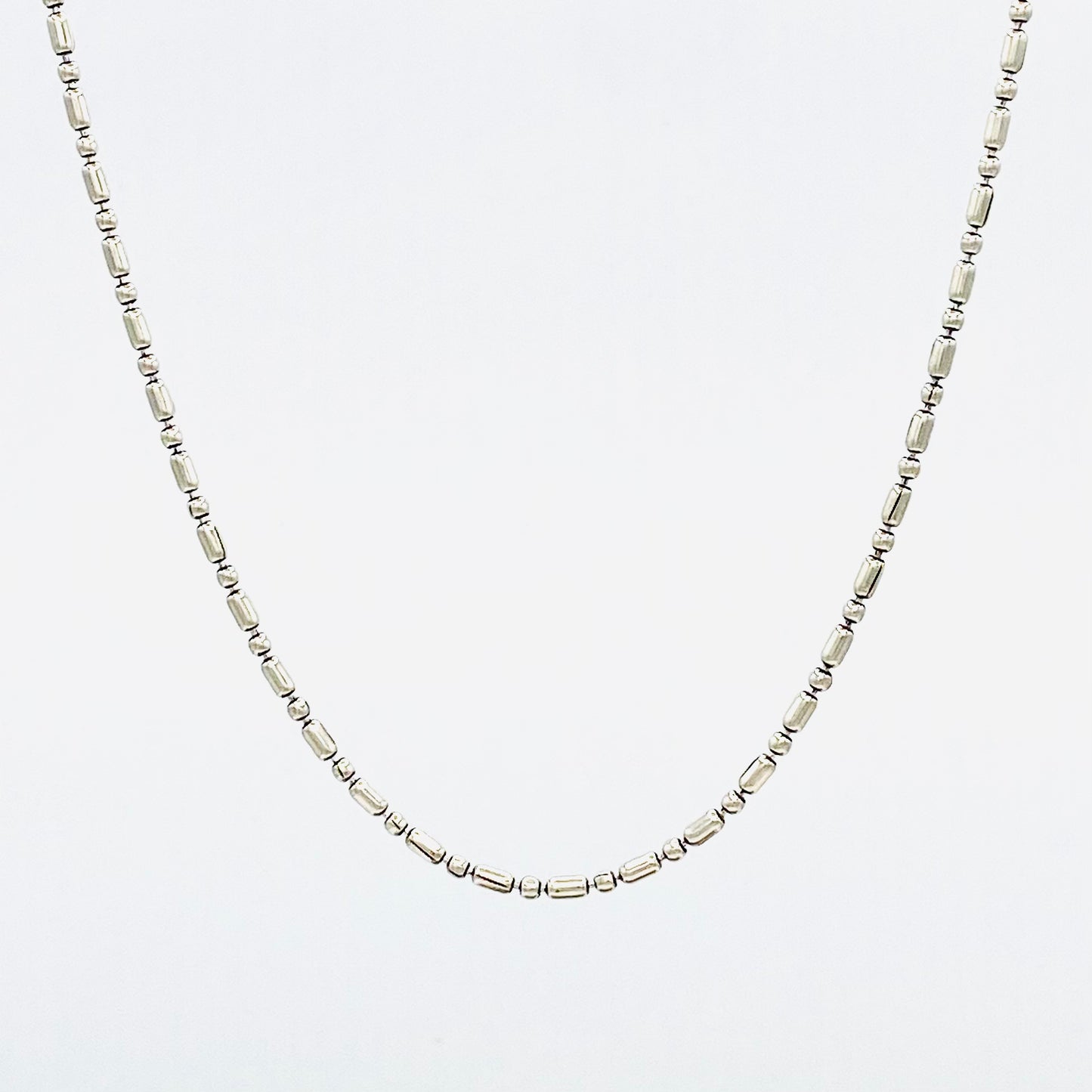 Unisex Bar & Bead Oxidised 925 Silver Chain UCO02