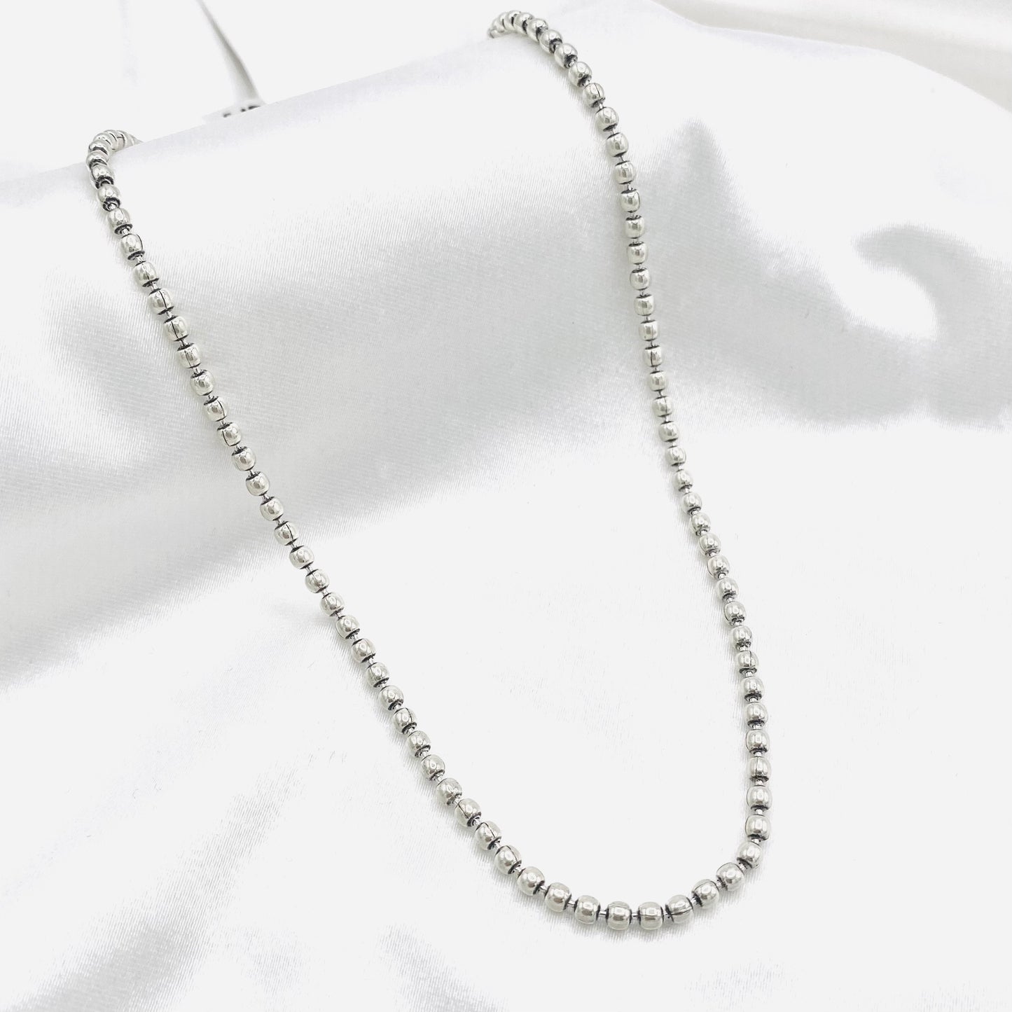 Unisex Beaded Oxidised 925 Silver Chain UCO03