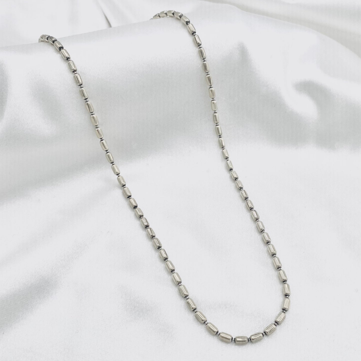 Unisex Cylindrical oxidised 925 Silver chain