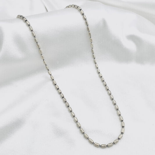 Unisex Cylindrical oxidised 925 Silver chain