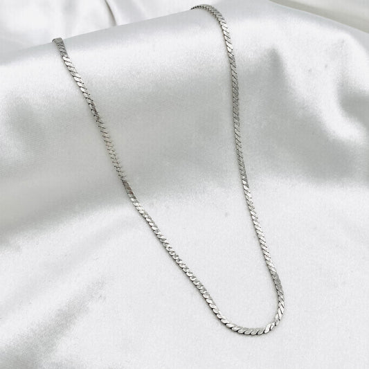 Unisex Herringbone Oxidised 925 Silver Chain UCO04