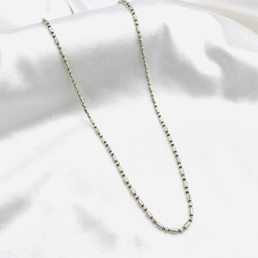 Unisex Bar & Bead Oxidised 925 Silver Chain UCO02