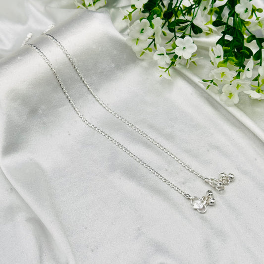 Women Snake Style Pure Silver Anklet with Ghungroo WAS53