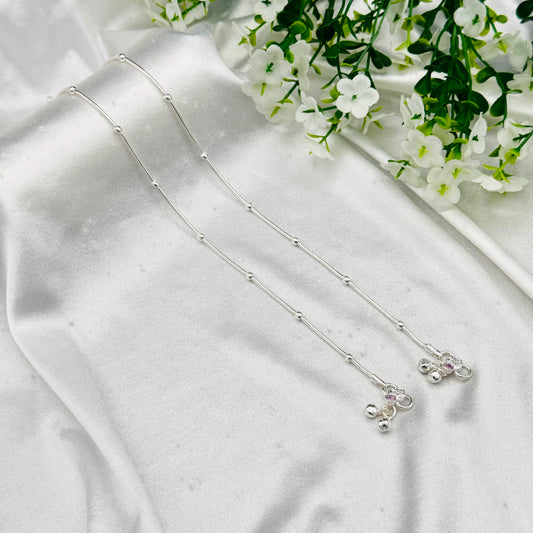 Women Beaded Pure Silver Anklet WAS10