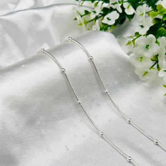 Women Beaded Pure Silver Anklet WAS10