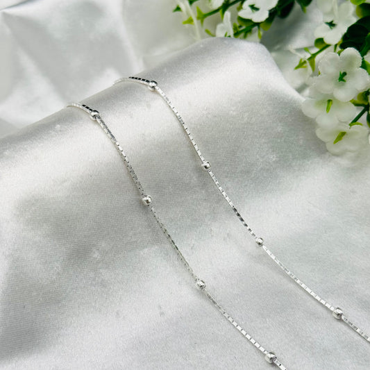 Women Beaded Anklet with Ghungroo in Pure Silver WAS29