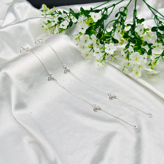 Pure Silver Beaded Ghungroo Anklet WAS36