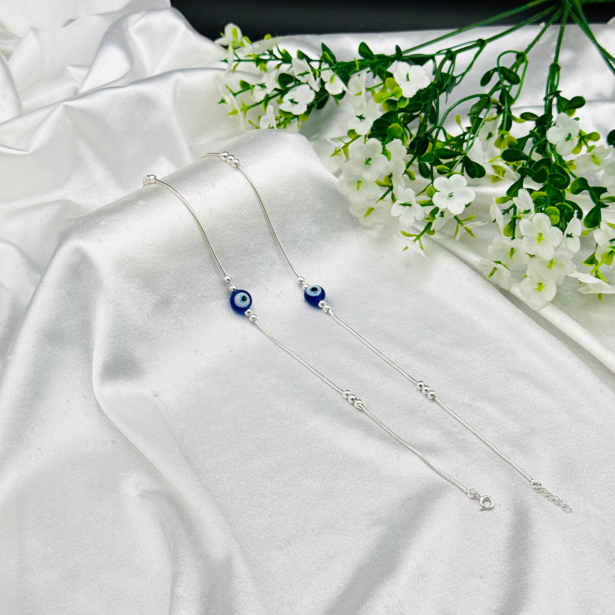 Women 925 Silver Evil Eye Anklet WAS03
