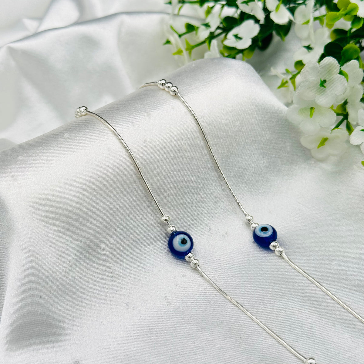 Women 925 Silver Evil Eye Anklet WAS03