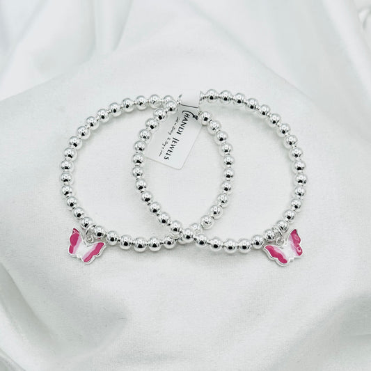 Butterfly Charm Kids Bangle 925 Sterling Silver BKS15