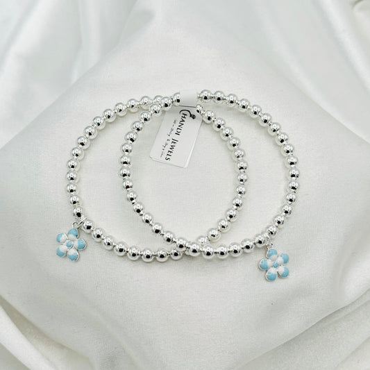 Flower Charm Kids Bangle 925 Sterling Silver BKS21