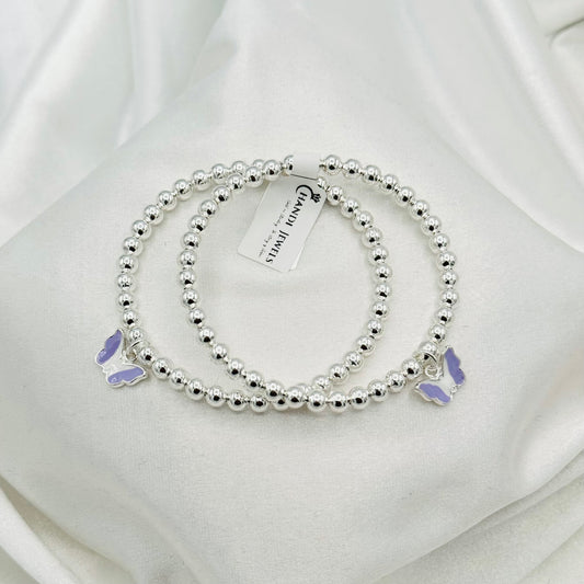 Butterfly Charm Kids Bangle 925 Sterling Silver BKS22
