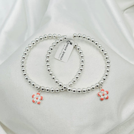 Flower Charm Kids Bangle 925 Sterling Silver BKS23