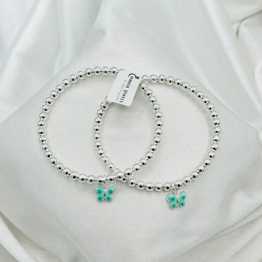 Butterfly Charm Kids Bangle 925 Sterling Silver BKS29