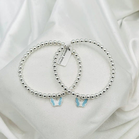 Butterfly Charm Kids Bangle 925 Sterling Silver BKS26