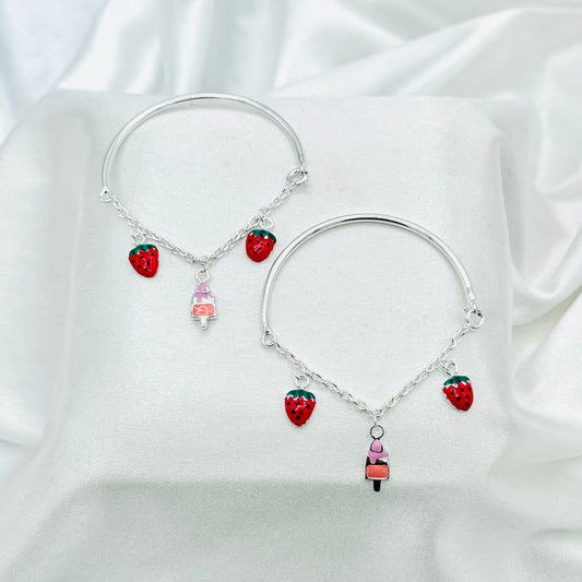 Icecream Strawberry Charms Kids Bracelet 925 Sterling Silver BBS16