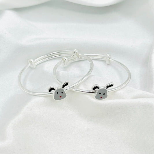 Dog Charm Kids Adjustable Bangle 925 Sterling Silver BKS07