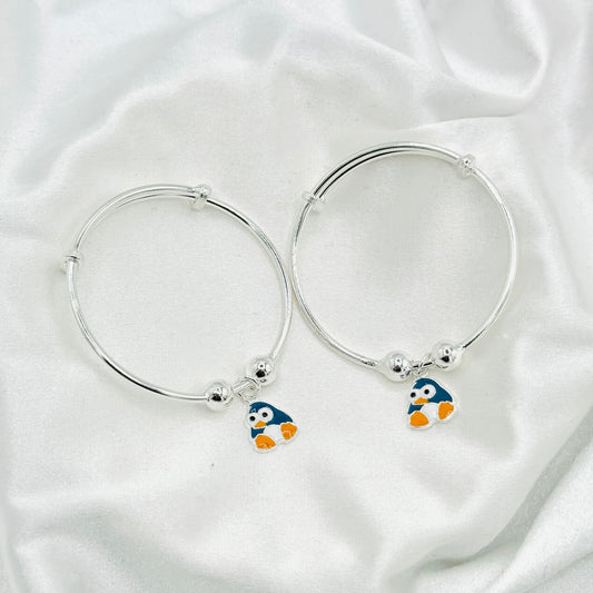 Penguin Charm Kids Adjustable Bangle 925 Sterling Silver BKS31