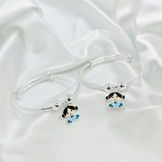 Doll Charm Kids Adjustable Bangle 925 Sterling Silver BKS32
