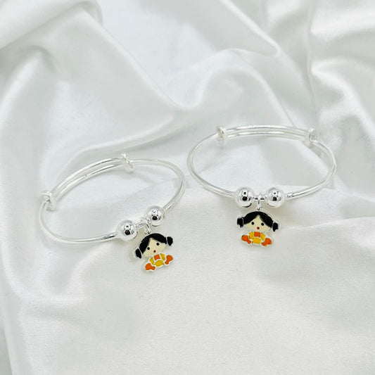 Doll Charm Kids Adjustable Bangle 925 Sterling Silver BKS33
