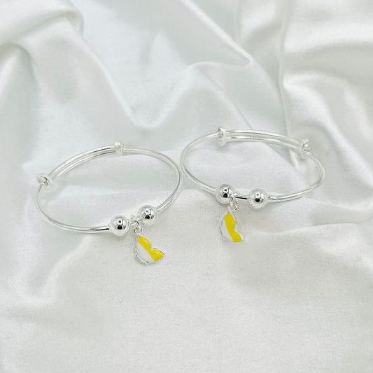 Yellow Charm Kids Adjustable Bangle 925 Sterling Silver BKS35