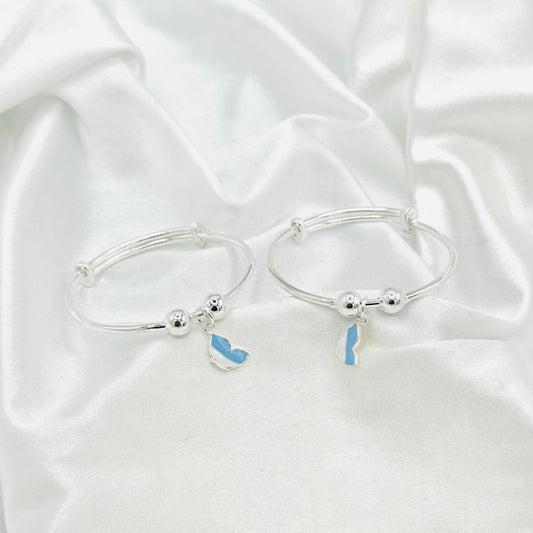 Blue Charm Kids Adjustable Bangle 925 Sterling Silver BKS34