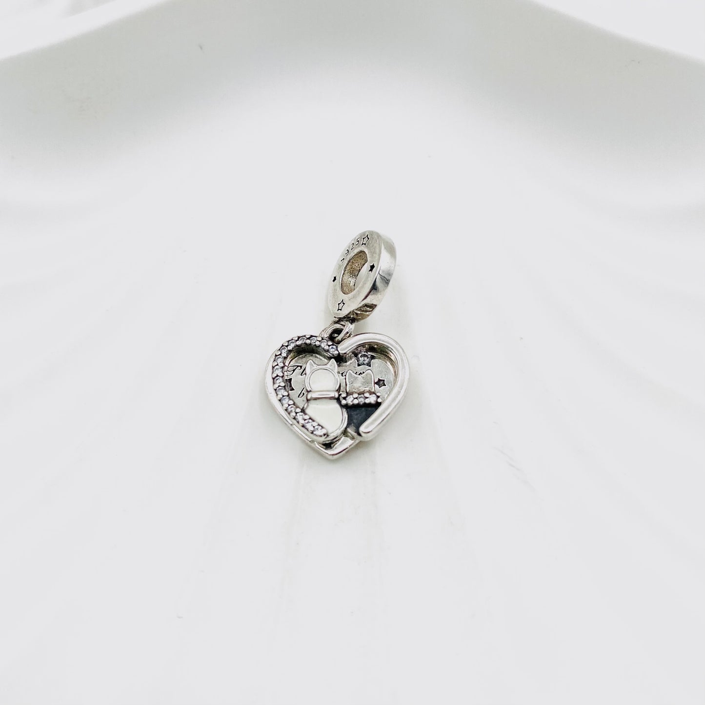 Pandora Cats & Hearts dangle 925 Sterling Silver Charm PDC110
