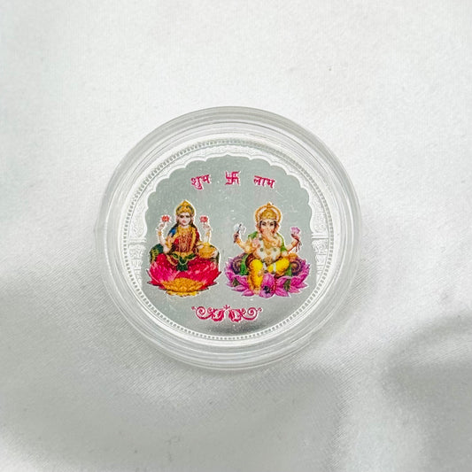 Ganesh Laxmi Ji Pure 999 Silver Coin 10 GMS (Coloured) SCO03