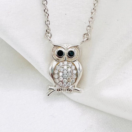 Women Sterling Silver Owl Necklace WNI42