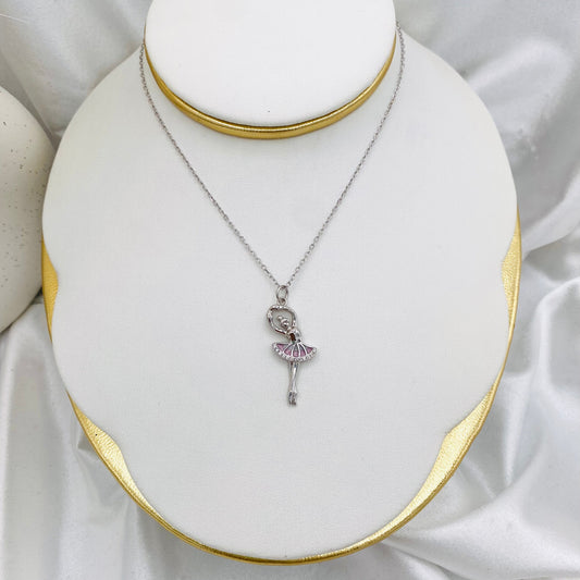 Women Sterling Silver Dancing Queen Necklace WNI51