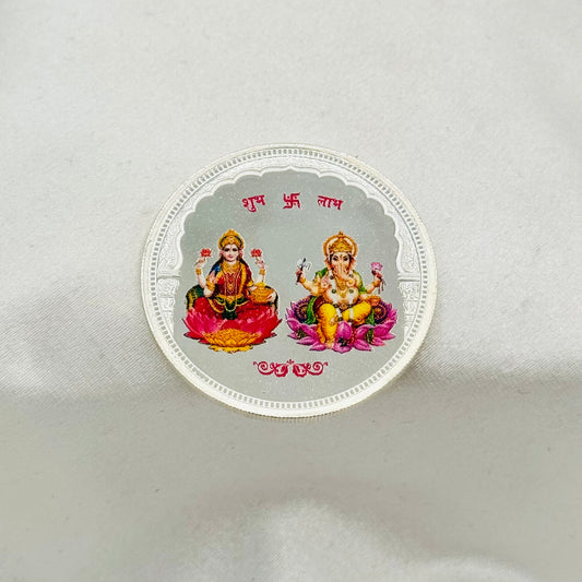 Ganesh Laxmi Ji Pure 999 Silver Coin 20 GMS (Coloured) SCO02