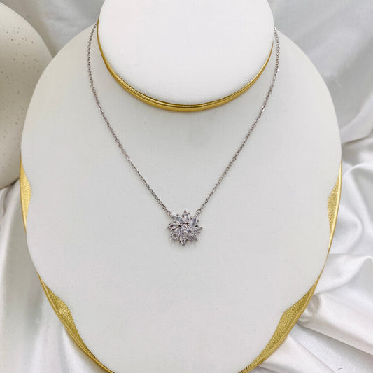 Flower Silver Necklace WNI43