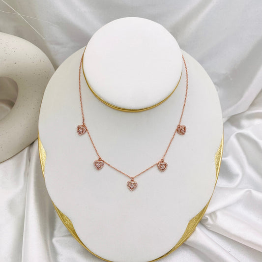 Women Rosegold  Multiple Heart Necklace WNI54